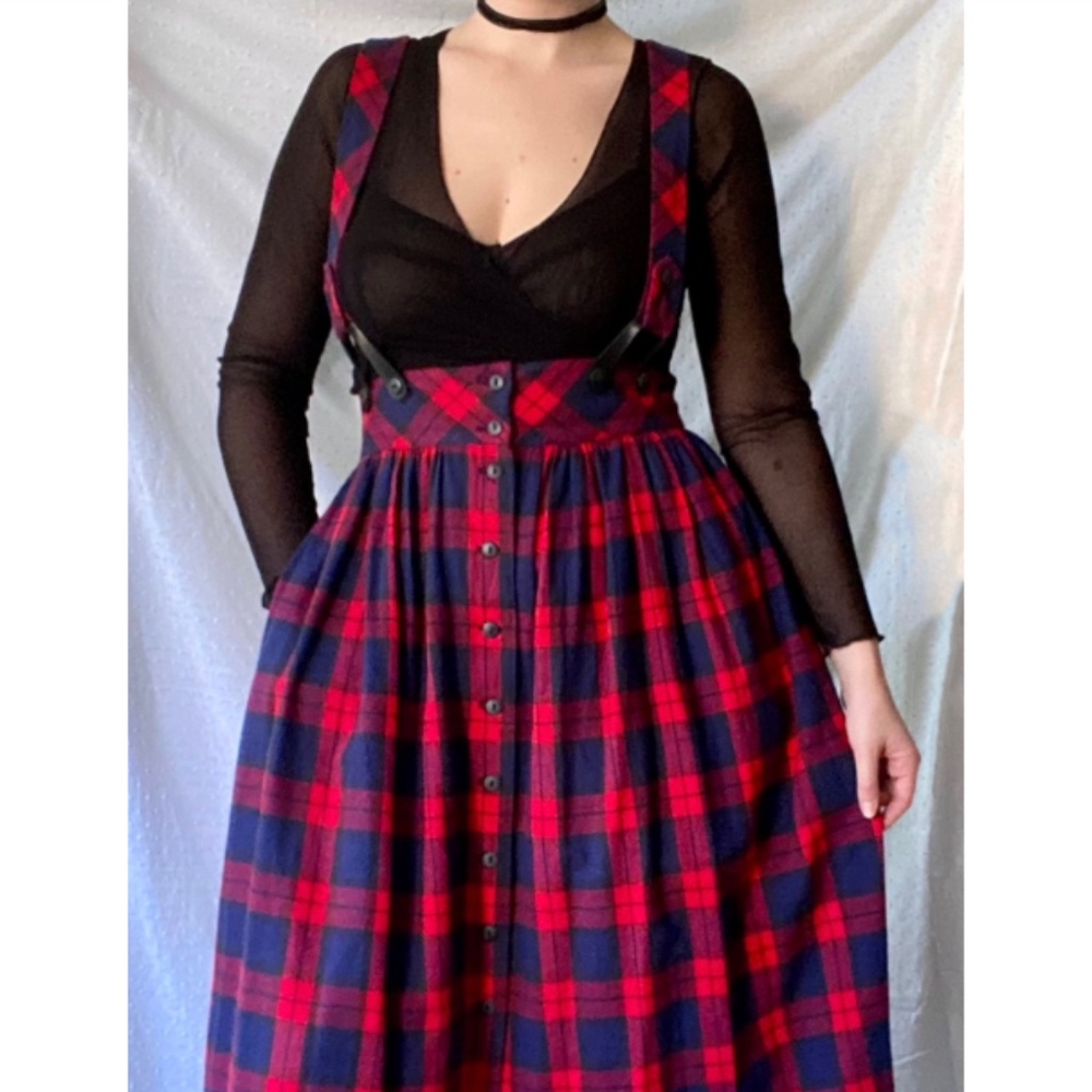 VINTAGE plaid overall dress (1980)